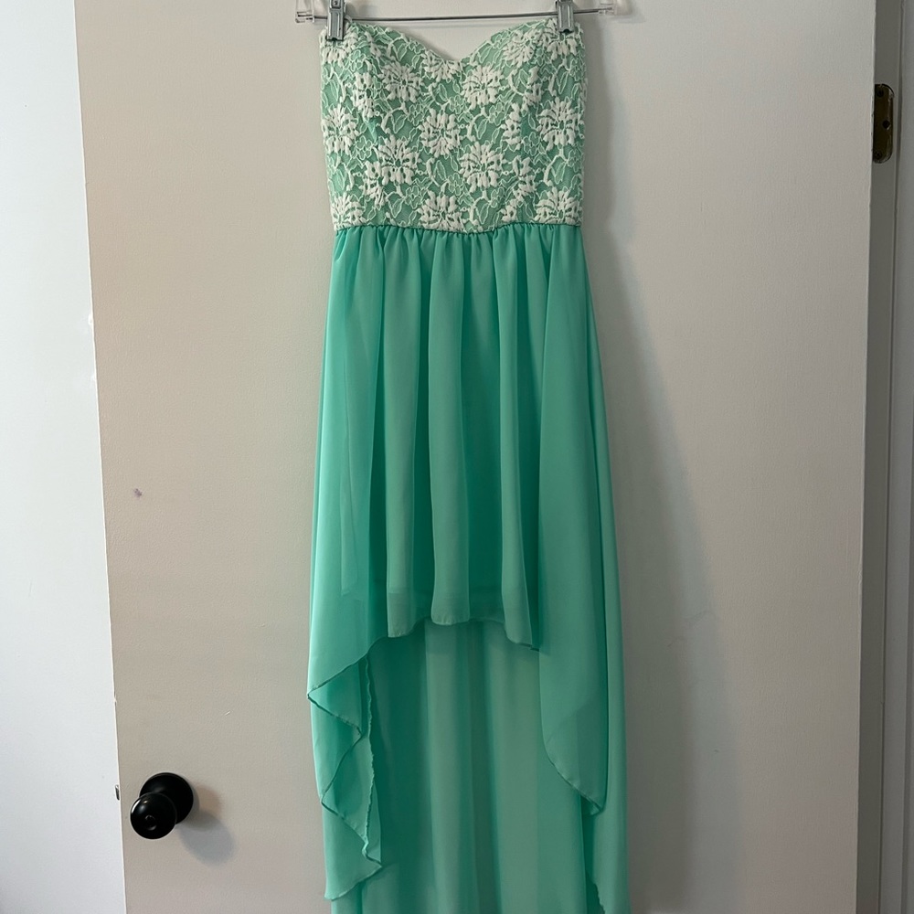Sea Foam Strapless High Low Dress